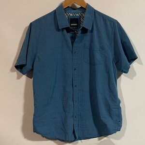 PRANA Men's Blue button down Short Sleeve Shirt